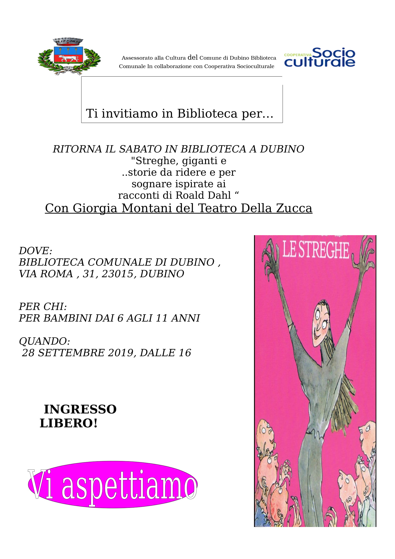 Volantino Lettura Road Dahl Biblio Dubino (SO) sett 2019-1